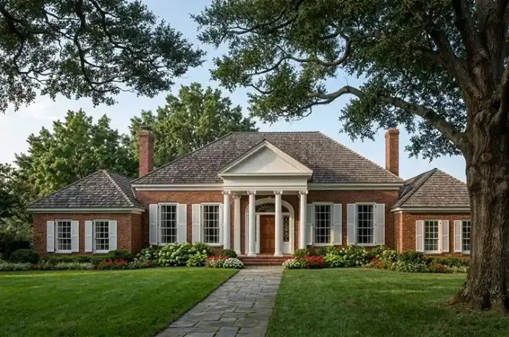 Southern Colonial house plans 57-333 - front exterior, 3,136 sq ft, 4 bed, 3 bath house plans | Monster House Plans