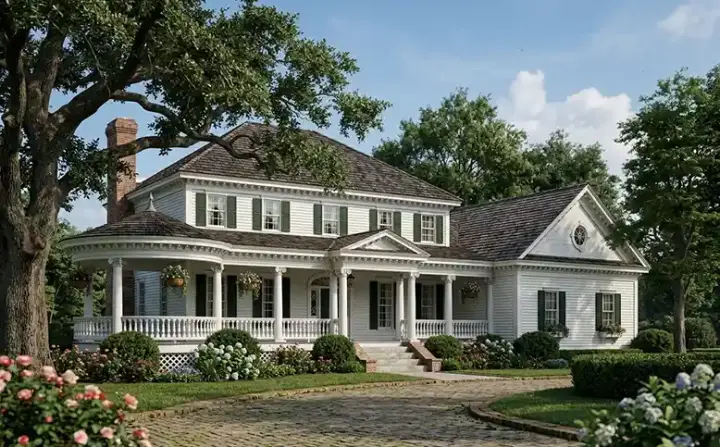 Southern Colonial house plans 57-339 - front exterior, 3,359 sq ft, 4 bed, 3 bath house plans | Monster House Plans