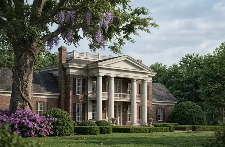Southern Colonial house plans 57-341 - front exterior, 4,293 sq ft, 4 bed, 4 bath house plans | Monster House Plans
