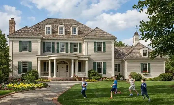 French Country house plans 57-348 - front exterior, 4,527 sq ft, 4 bed, 4 bath house plans | Monster House Plans
