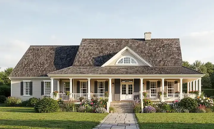 Cape Cod house plans 57-361 - front exterior, 2,268 sq ft, 3 bed, 2 bath house plans | Monster House Plans