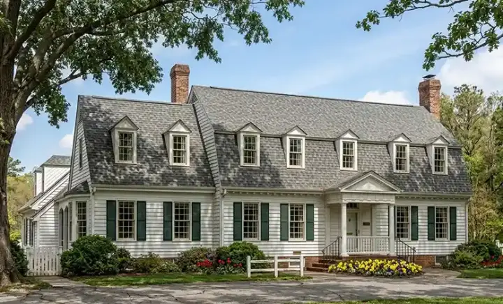 Early American house plans 57-382 - front exterior, 3,423 sq ft, 4 bed, 3 bath house plans | Monster House Plans