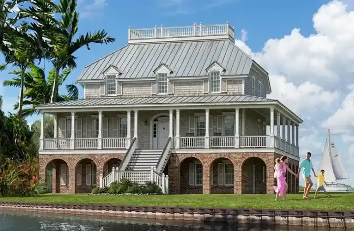 Coastal house plans 57-385 - front exterior, 3,246 sq ft, 4 bed, 4 bath house plans | Monster House Plans