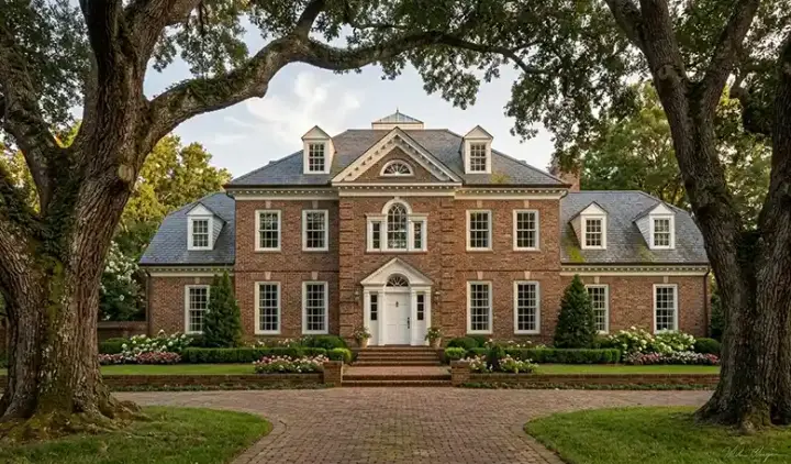 Southern Colonial house plans 57-390 - front exterior, 3,305 sq ft, 4 bed, 3 bath house plans | Monster House Plans