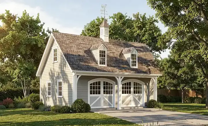 Carriage house plans 57-417 - front exterior, 1,496 sq ft, 0 bed, 0 bath house plans | Monster House Plans