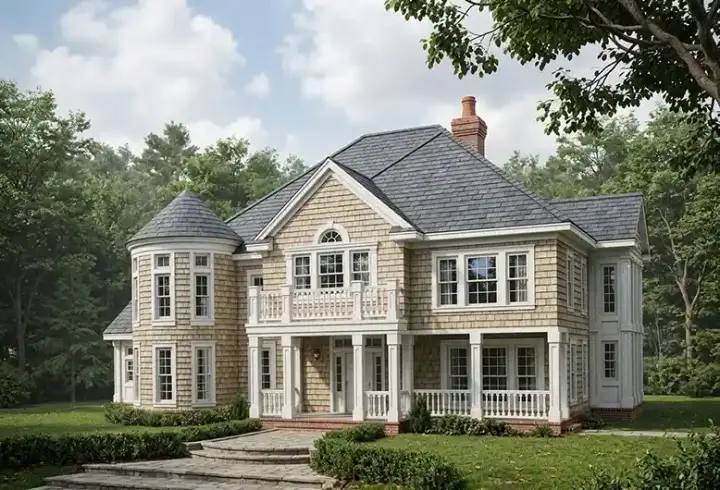 New England Colonial house plans 58-107 - front exterior, 4,021 sq ft, 4 bed, 3 bath house plans | Monster House Plans