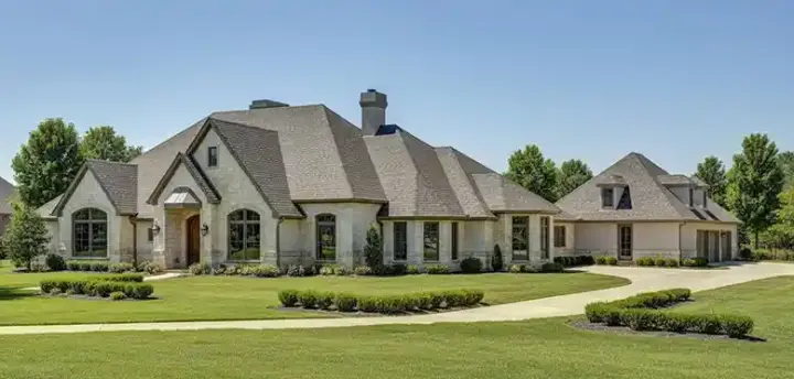European house plans 58-110 - front exterior, 4,958 sq ft, 4 bed, 3 bath house plans | Monster House Plans
