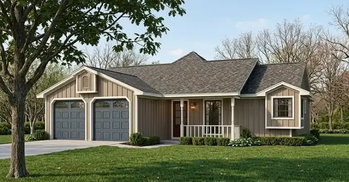 Country house plans 58-112 - front exterior, 1,078 sq ft, 3 bed, 2 bath house plans | Monster House Plans