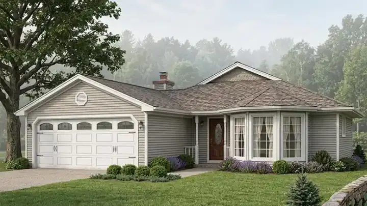 Traditional house plans 58-115 - front exterior, 1,198 sq ft, 3 bed, 2 bath house plans | Monster House Plans