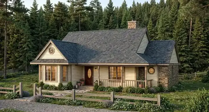 Country house plans 58-131 - front exterior, 1,528 sq ft, 3 bed, 2 bath house plans | Monster House Plans