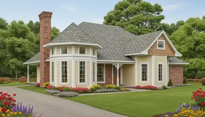 Victorian house plans 58-135 - front exterior, 1,614 sq ft, 3 bed, 2 bath house plans | Monster House Plans