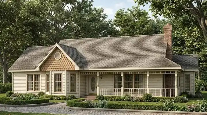 Country house plans 58-137 - front exterior, 1,659 sq ft, 3 bed, 2 bath house plans | Monster House Plans
