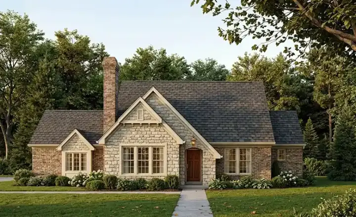 European house plans 58-138 - front exterior, 1,667 sq ft, 3 bed, 2 bath house plans | Monster House Plans