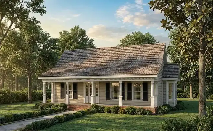 Country house plans 58-154 - front exterior, 1,184 sq ft, 1 bed, 1 bath house plans | Monster House Plans