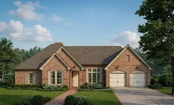 European house plans 58-155 - front exterior, 2,185 sq ft, 3 bed, 2 bath house plans | Monster House Plans