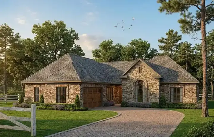 European house plans 58-160 - front exterior, 1,940 sq ft, 3 bed, 2 bath house plans | Monster House Plans