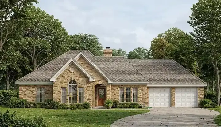 European house plans 58-164 - front exterior, 1,994 sq ft, 3 bed, 2 bath house plans | Monster House Plans