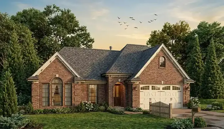 European house plans 58-166 - front exterior, 1,997 sq ft, 2 bed, 2 bath house plans | Monster House Plans