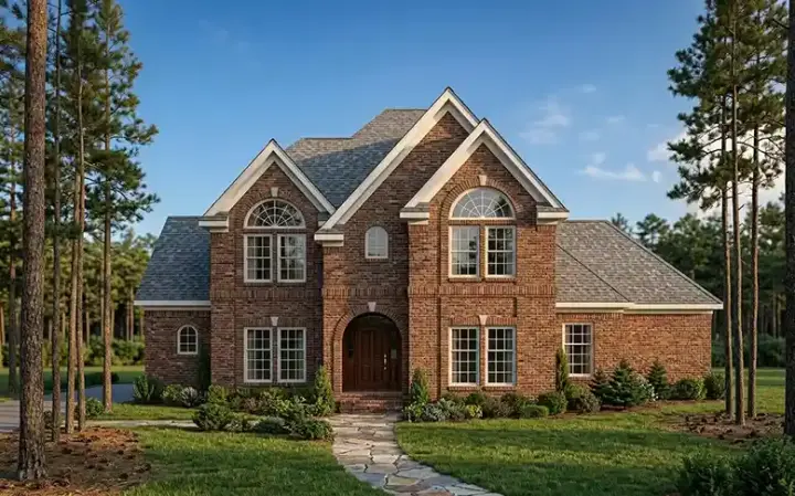 European house plans 58-190 - front exterior, 3,230 sq ft, 4 bed, 3 bath house plans | Monster House Plans