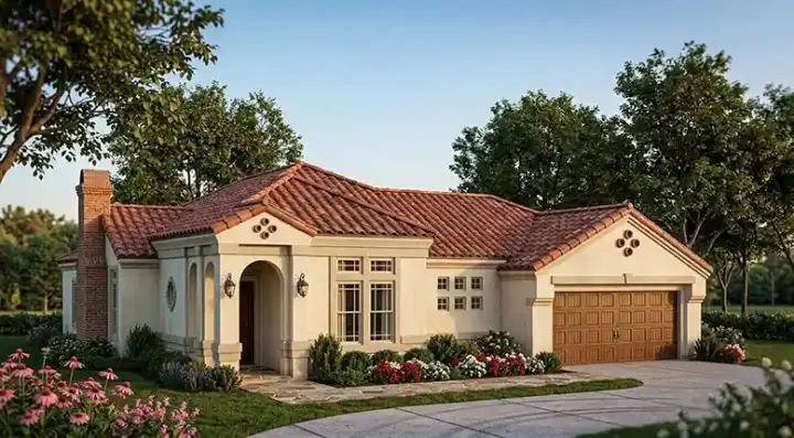 Mediterranean house plans 58-191 - front exterior, 2,360 sq ft, 3 bed, 2 bath house plans | Monster House Plans