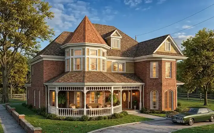Victorian house plans 58-194 - front exterior, 3,237 sq ft, 4 bed, 3 bath house plans | Monster House Plans