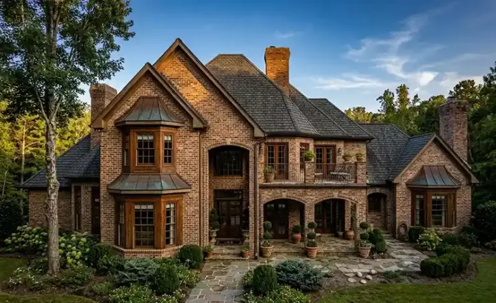European house plans 58-205 - front exterior, 6,263 sq ft, 5 bed, 5 bath house plans | Monster House Plans