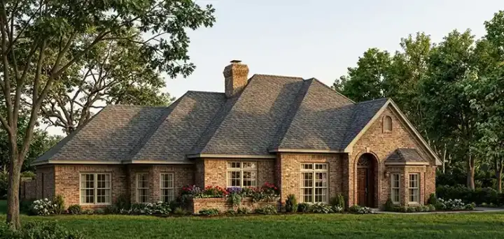 European house plans 58-206 - front exterior, 2,670 sq ft, 4 bed, 3 bath house plans | Monster House Plans