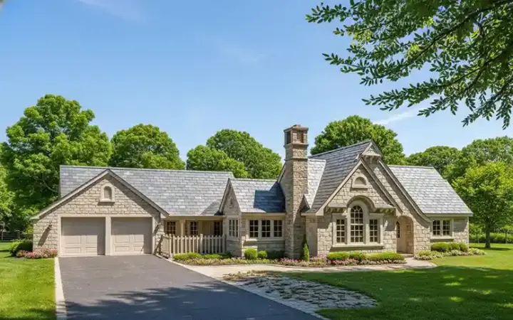 French Country house plans 58-208 - front exterior, 1,736 sq ft, 2 bed, 3 bath house plans | Monster House Plans