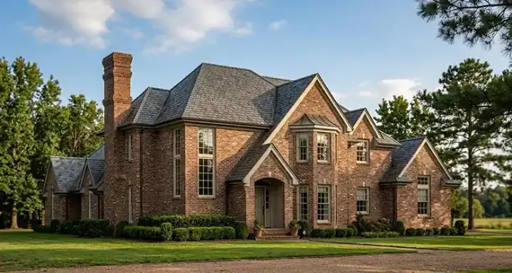 European house plans 58-217 - front exterior, 2,942 sq ft, 4 bed, 3 bath house plans | Monster House Plans