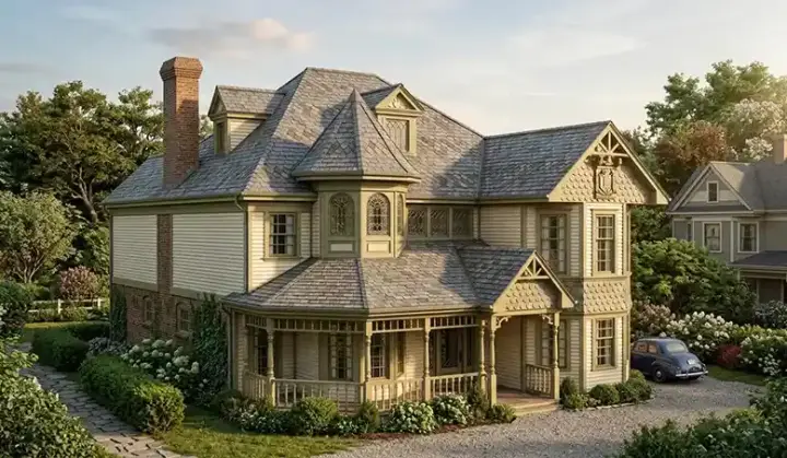Victorian house plans 58-225 - front exterior, 3,674 sq ft, 4 bed, 3 bath house plans | Monster House Plans