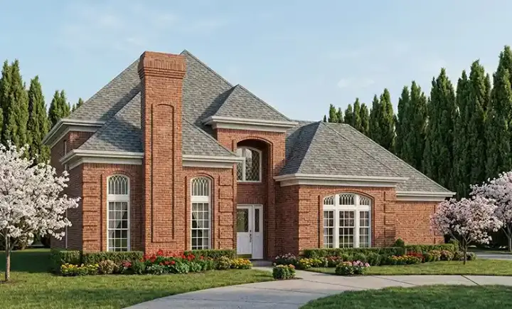 European house plans 58-227 - front exterior, 3,177 sq ft, 4 bed, 3 bath house plans | Monster House Plans