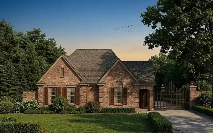 European house plans 58-229 - front exterior, 2,317 sq ft, 2 bed, 3 bath house plans | Monster House Plans