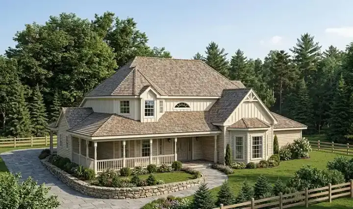 Country house plans 58-234 - front exterior, 3,324 sq ft, 4 bed, 3 bath house plans | Monster House Plans