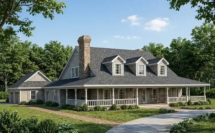 Country house plans 58-238 - front exterior, 3,335 sq ft, 4 bed, 3 bath house plans | Monster House Plans