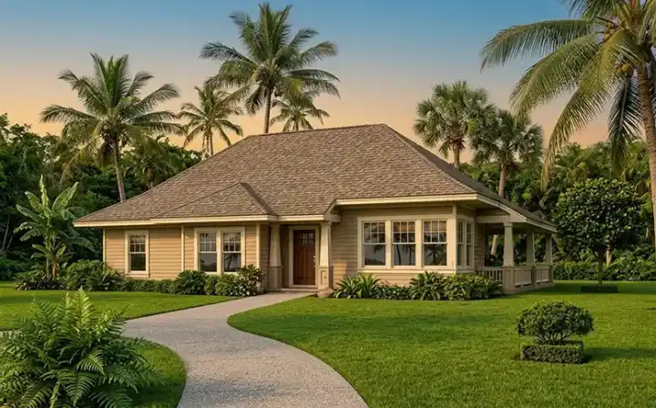 Traditional house plans 58-241 - front exterior, 1,346 sq ft, 3 bed, 2 bath house plans | Monster House Plans