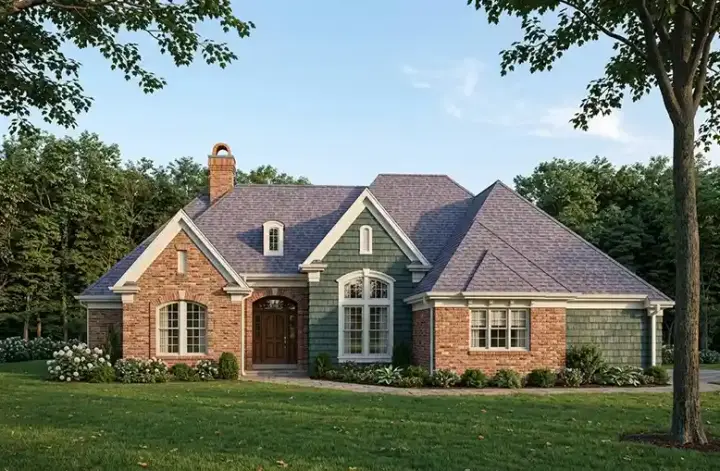 English Country house plans 58-244 - front exterior, 2,361 sq ft, 3 bed, 3 bath house plans | Monster House Plans