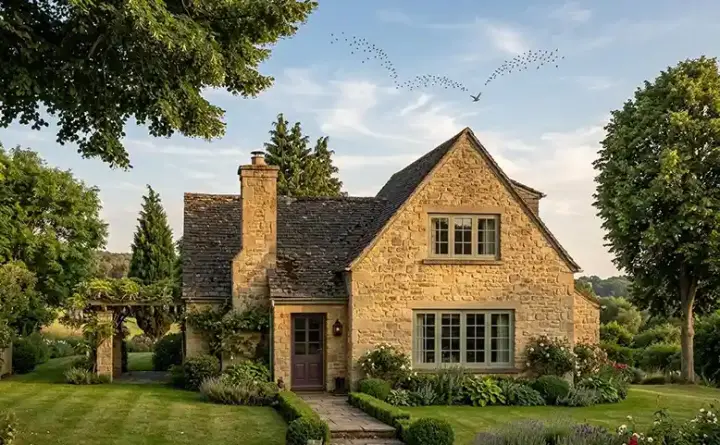 English Country house plans 58-246 - front exterior, 1,370 sq ft, 3 bed, 2 bath house plans | Monster House Plans