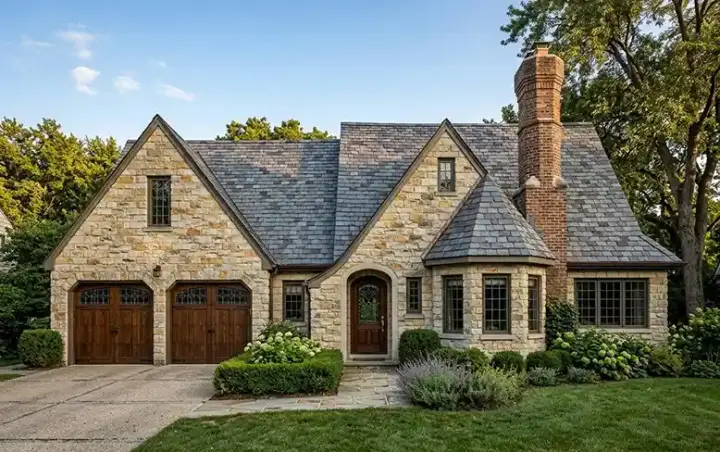 French Country house plans 58-247 - front exterior, 1,406 sq ft, 3 bed, 2 bath house plans | Monster House Plans