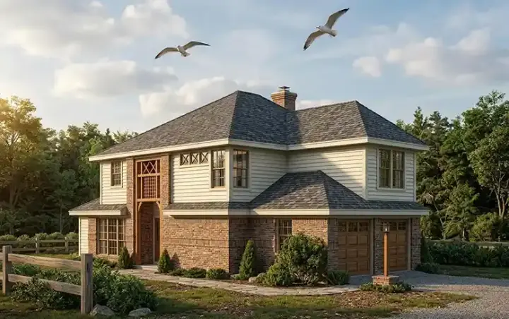 Traditional house plans 58-248 - front exterior, 1,376 sq ft, 3 bed, 2 bath house plans | Monster House Plans