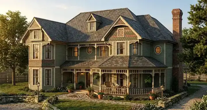 Victorian house plans 58-249 - front exterior, 3,816 sq ft, 3 bed, 4 bath house plans | Monster House Plans