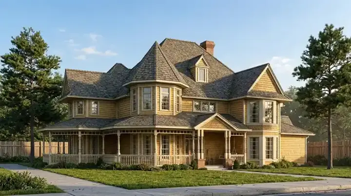 Victorian house plans 58-256 - front exterior, 4,053 sq ft, 4 bed, 3 bath house plans | Monster House Plans