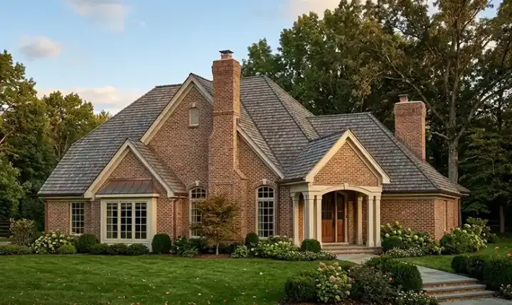 European house plans 58-258 - front exterior, 2,405 sq ft, 3 bed, 2 bath house plans | Monster House Plans