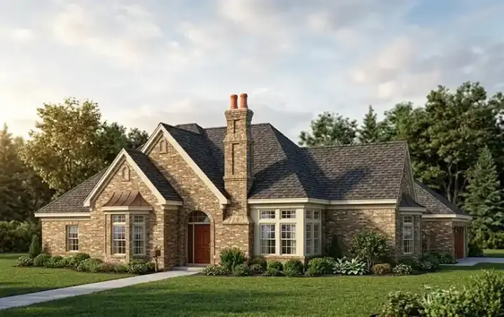 Traditional house plans 58-271 - front exterior, 2,481 sq ft, 3 bed, 2 bath house plans | Monster House Plans