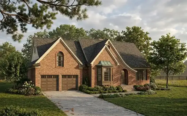 French Country house plans 58-273 - front exterior, 2,398 sq ft, 3 bed, 2 bath house plans | Monster House Plans