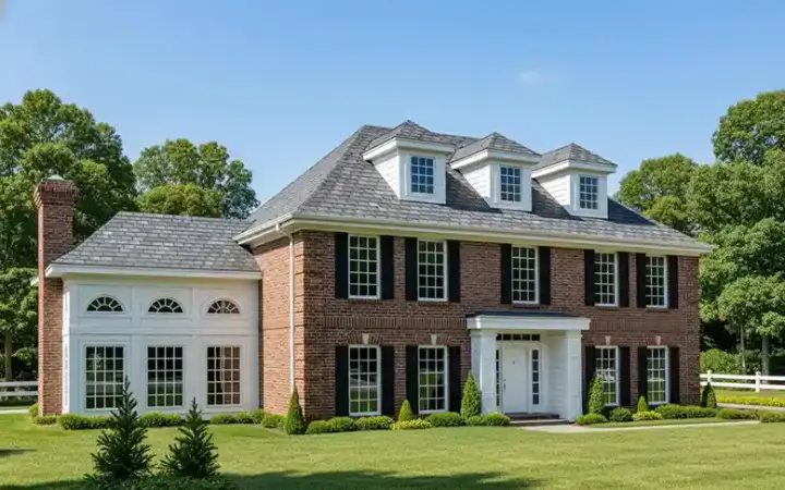 Colonial house plans 58-275 - front exterior, 3,503 sq ft, 5 bed, 3 bath house plans | Monster House Plans