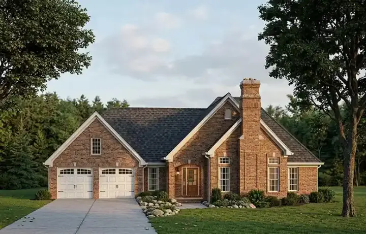 Traditional house plans 58-288 - front exterior, 1,541 sq ft, 3 bed, 2 bath house plans | Monster House Plans