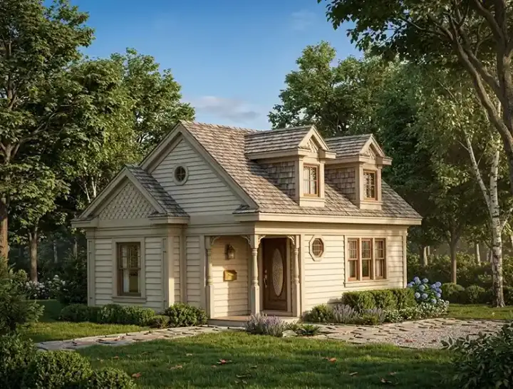 Country house plans 58-289 - front exterior, 566 sq ft, 1 bed, 1 bath house plans | Monster House Plans
