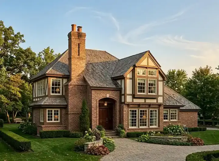 Tudor house plans 58-290 - front exterior, 2,562 sq ft, 3 bed, 2 bath house plans | Monster House Plans