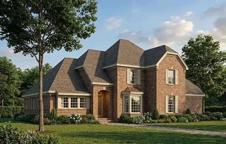 European house plans 58-297 - front exterior, 2,615 sq ft, 4 bed, 2 bath house plans | Monster House Plans