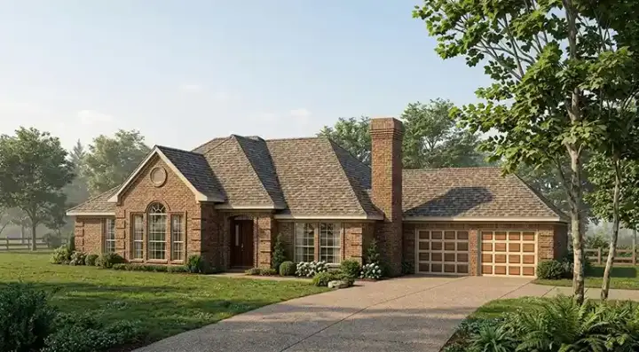 European house plans 58-302 - front exterior, 2,060 sq ft, 3 bed, 2 bath house plans | Monster House Plans